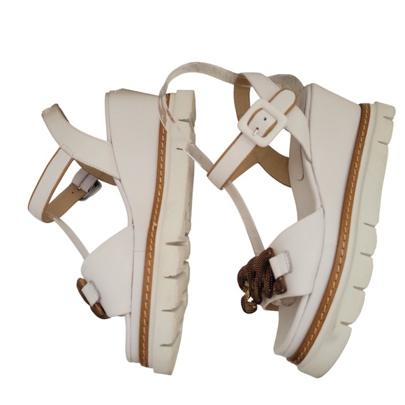 Luca Grossi Women's White Leather Chain Accent Wedge Sandals EU 36 - Picture 8 of 11